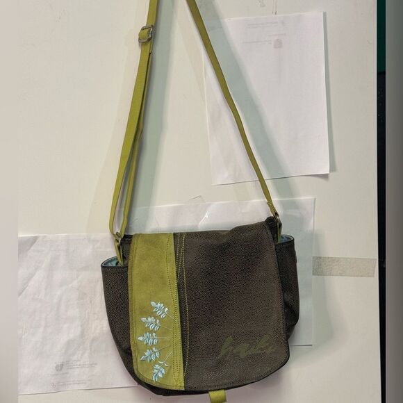 Stylish Green and Brown Women's Bag by haiku lots of storage good condition - Picture 1 of 8